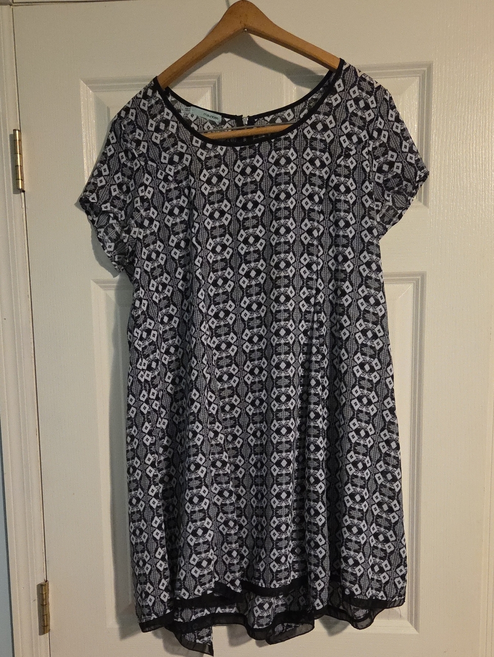 Maurices Black and White Geometric Swing Mini Dress